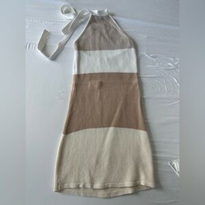 Sabo Skirt Tan and Cream Mini Dress